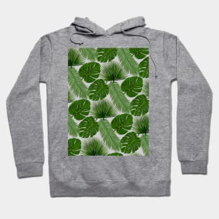 Tropical Leaf Scatter Pattern on Grey Hoodie